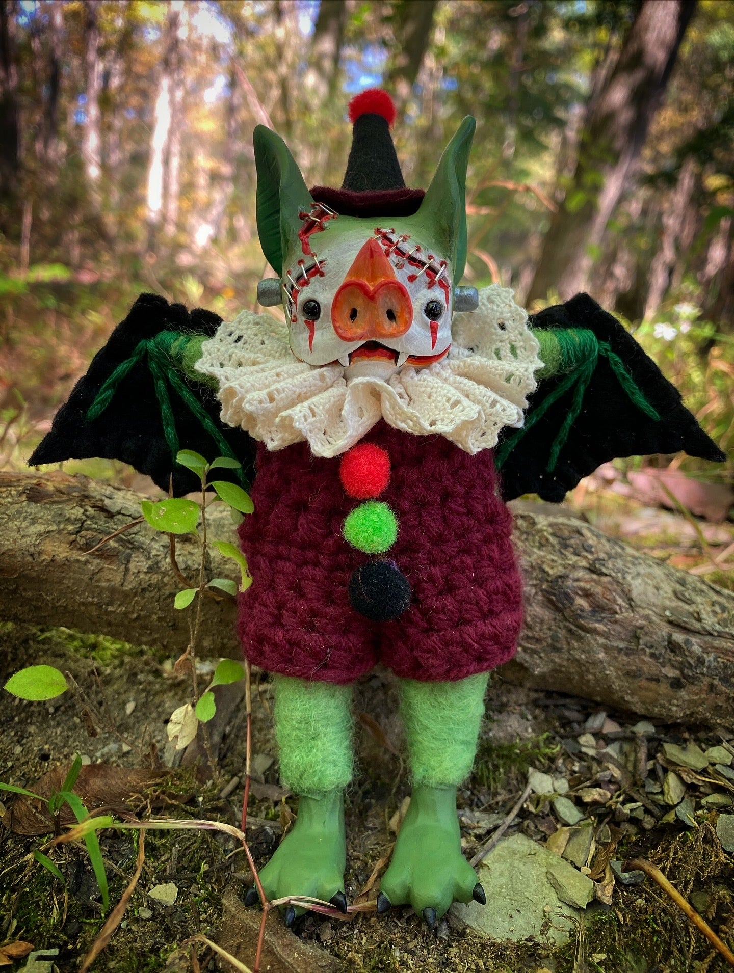 Clownenstein Bat art doll