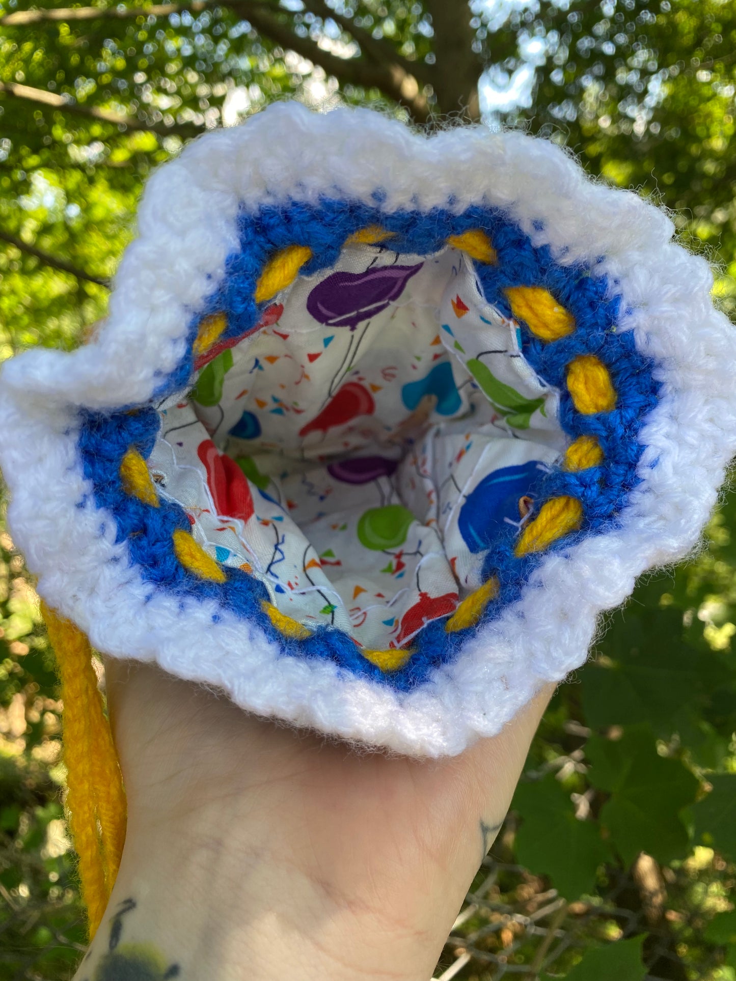 CROCHET CLOWN DRAW STRING POUCH