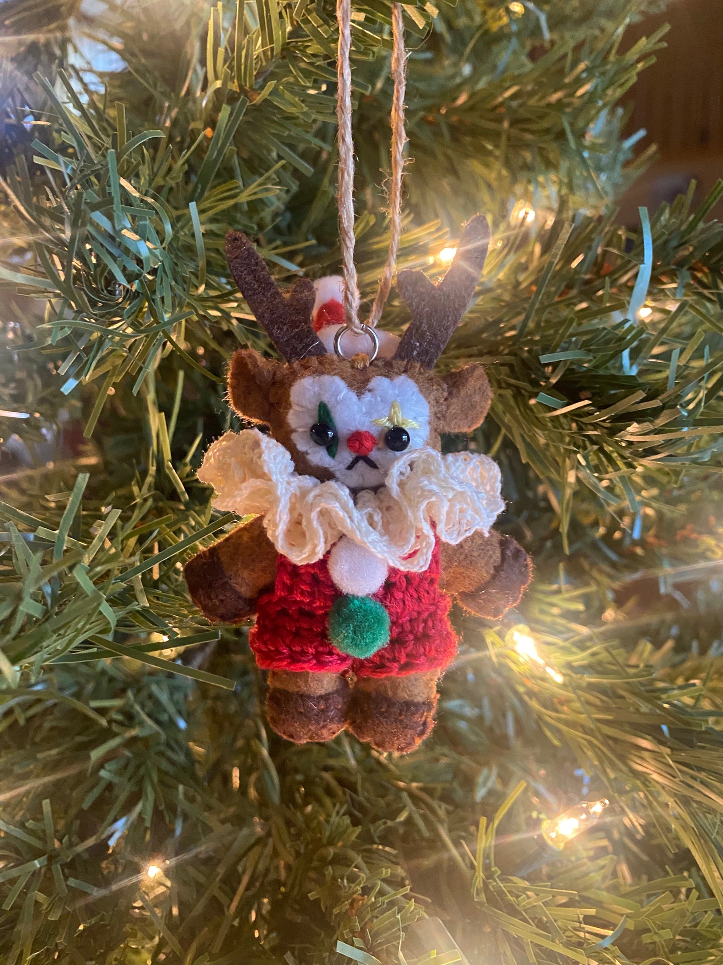 Reindeer clown ornament (dark brown)