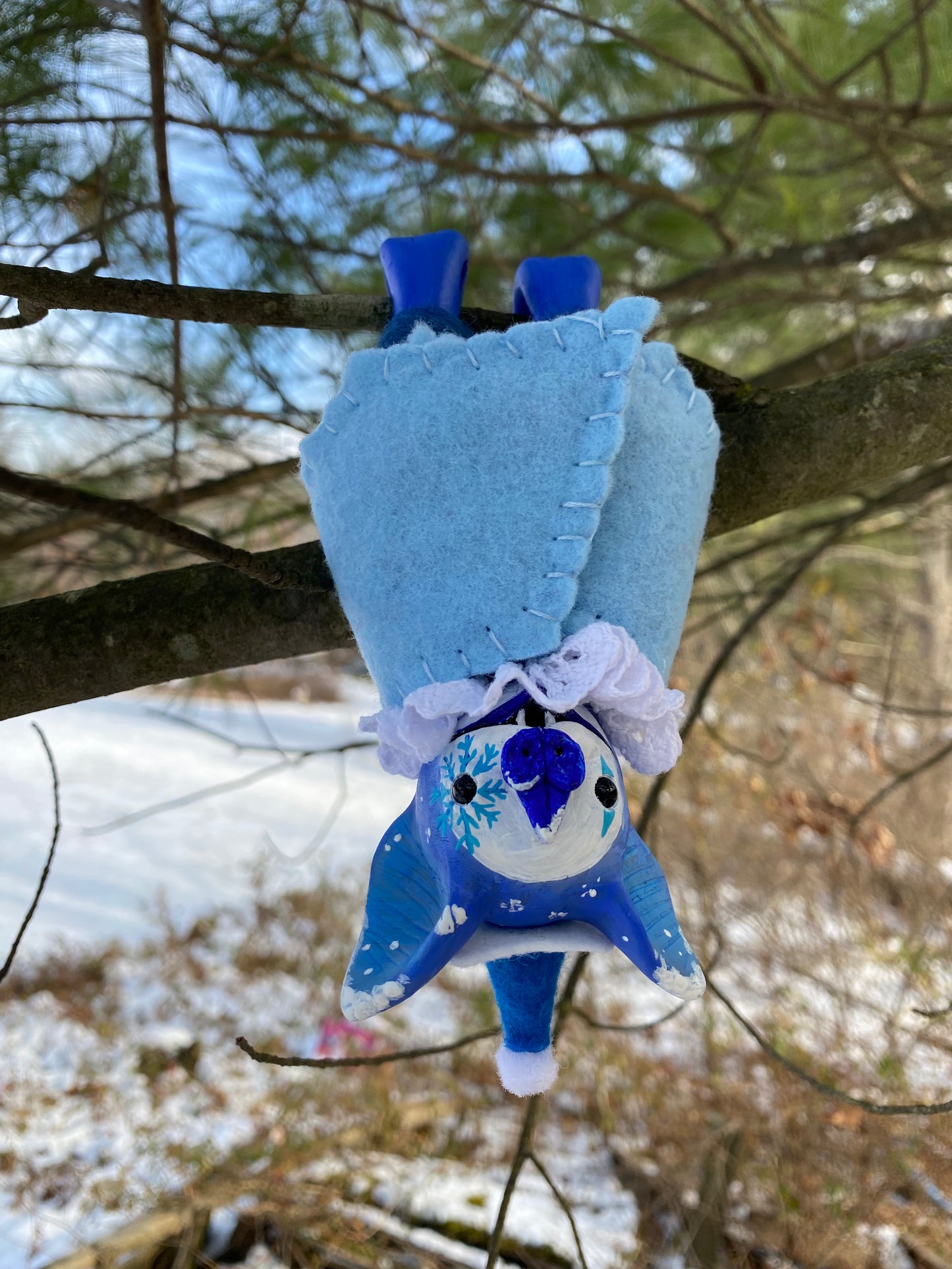 LARGE HANGING BAT (winter wonderland)