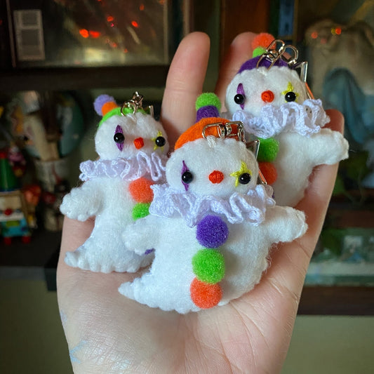 *MYSTERY* ghost pocket clown clip (orange/purple/lime green)