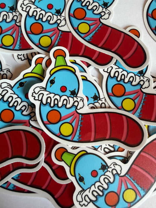 CLOWN GUMMY WORM VINYL STICKER