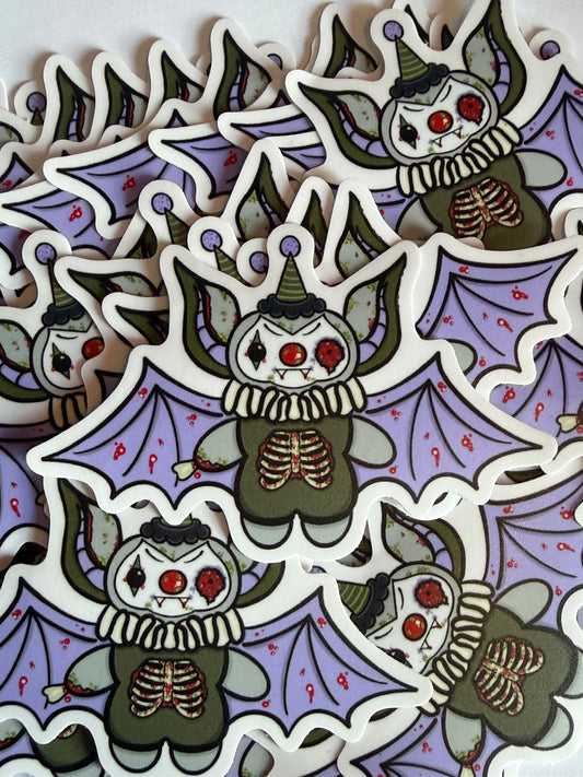 ZOMBIE CLOWN BAT VINYL STICKER
