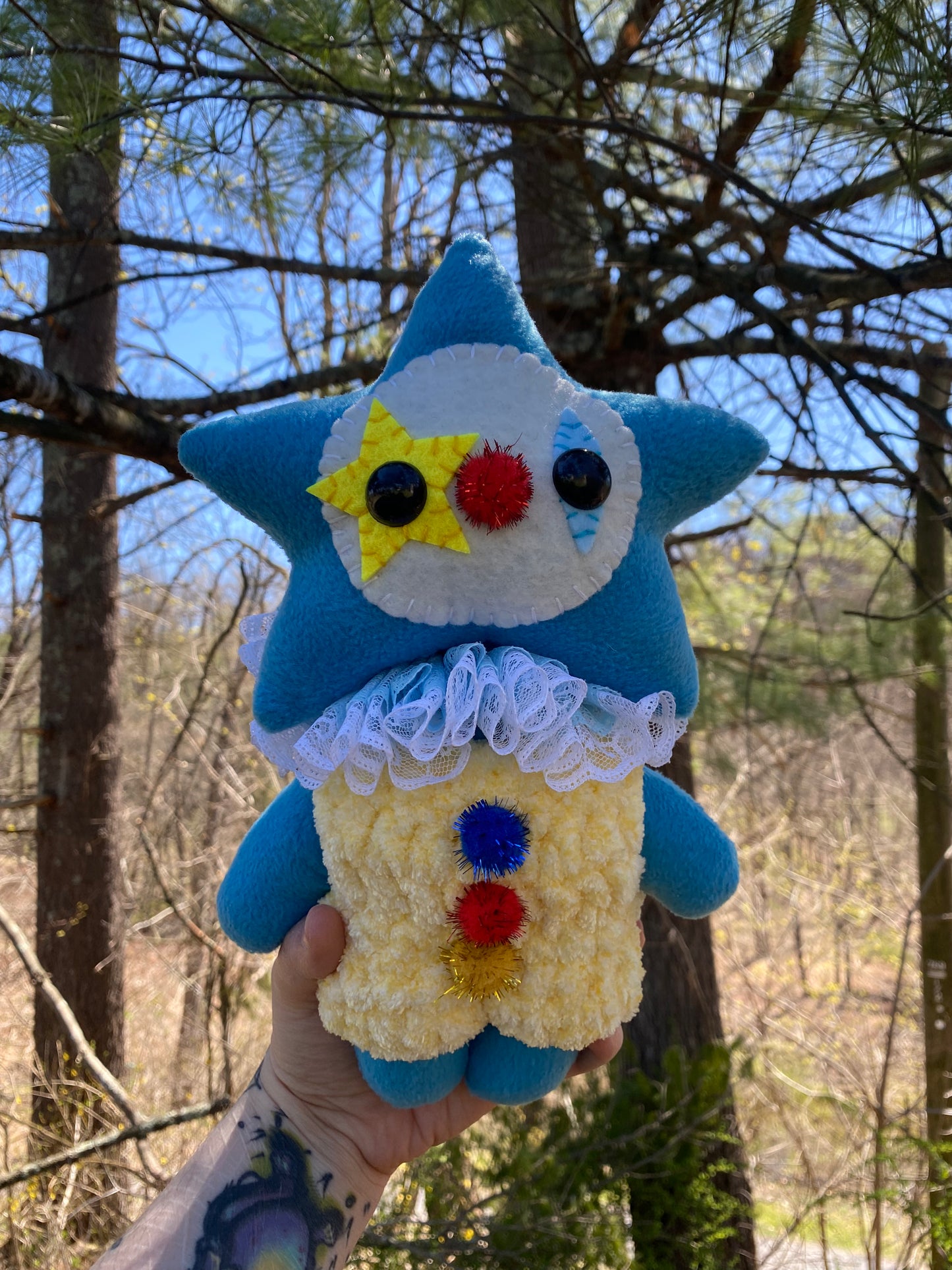 XL CLOWN STAR PLUSH  (blue)
