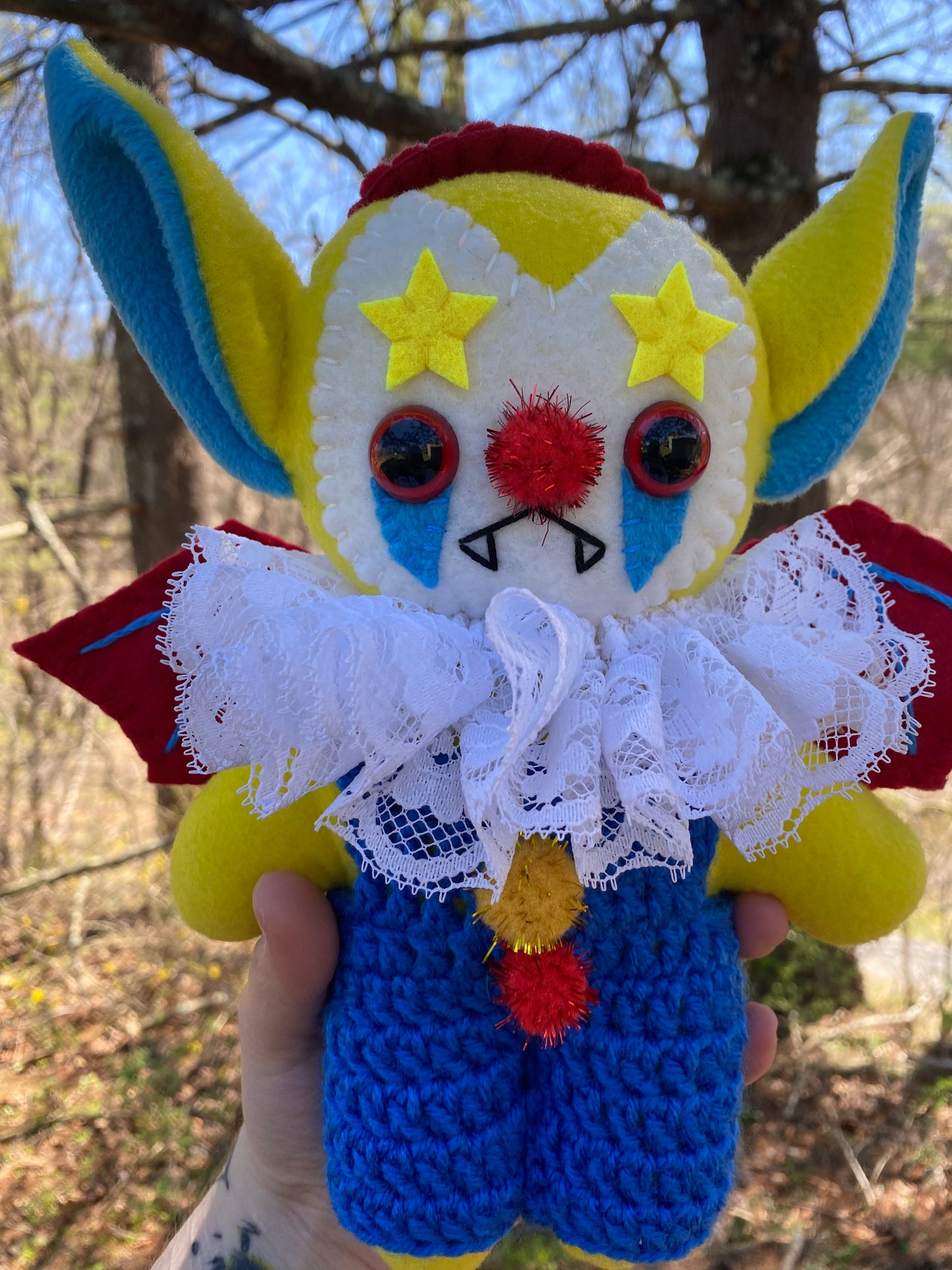 XL BAT CLOWN PLUSH (yellow)