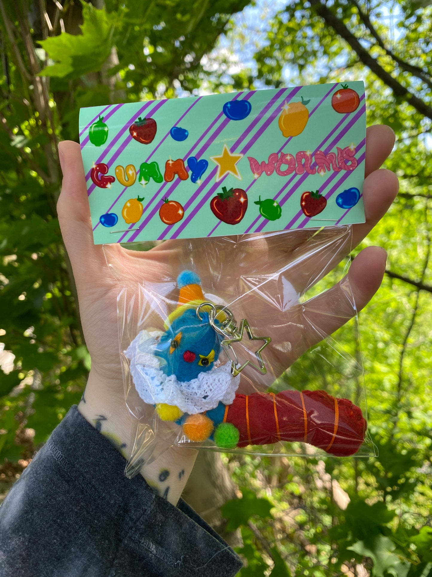 GUMMY WORM BAG CLIP (BLUE/RED)
