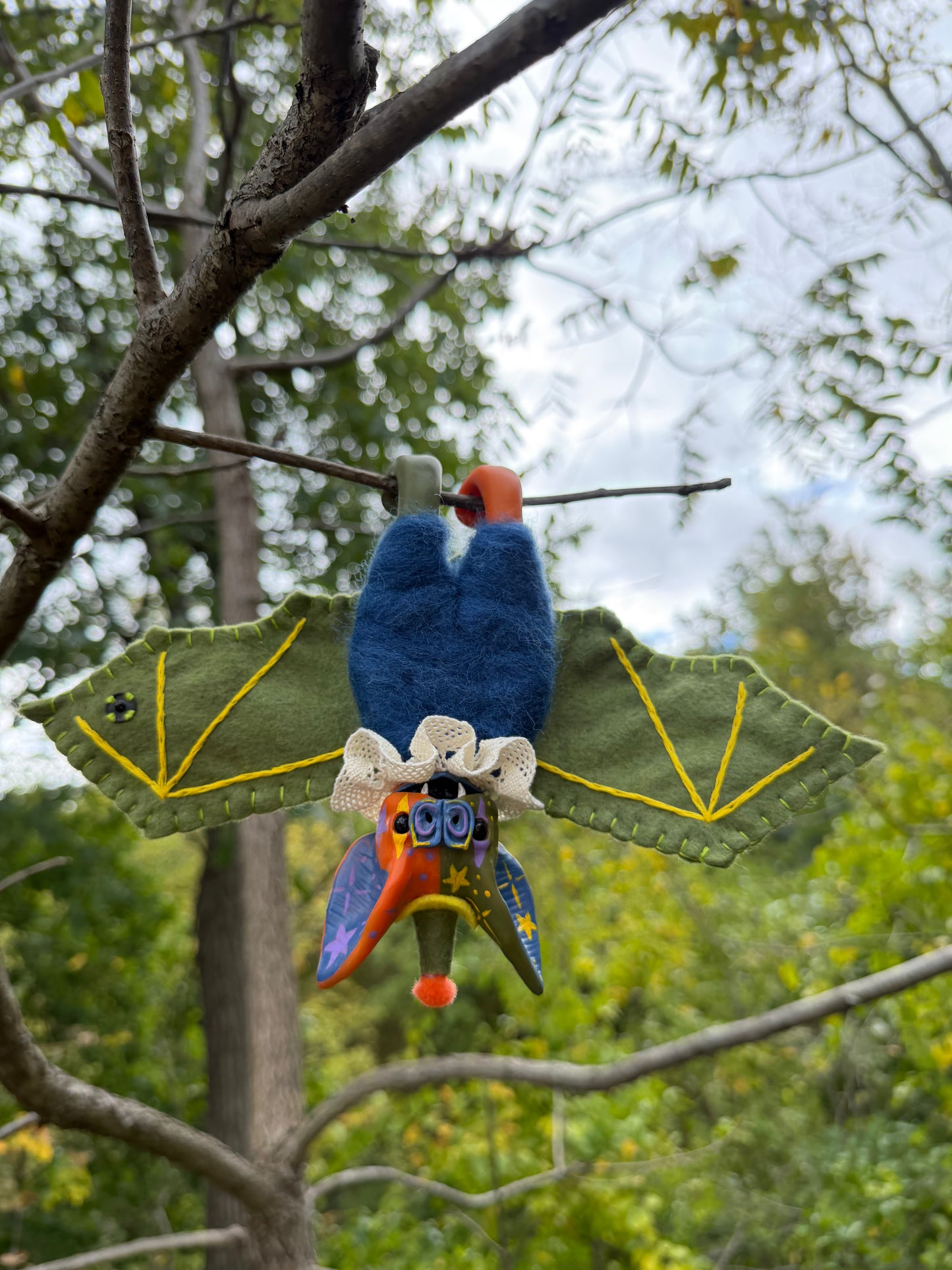 LARGE HANGING BAT (green)