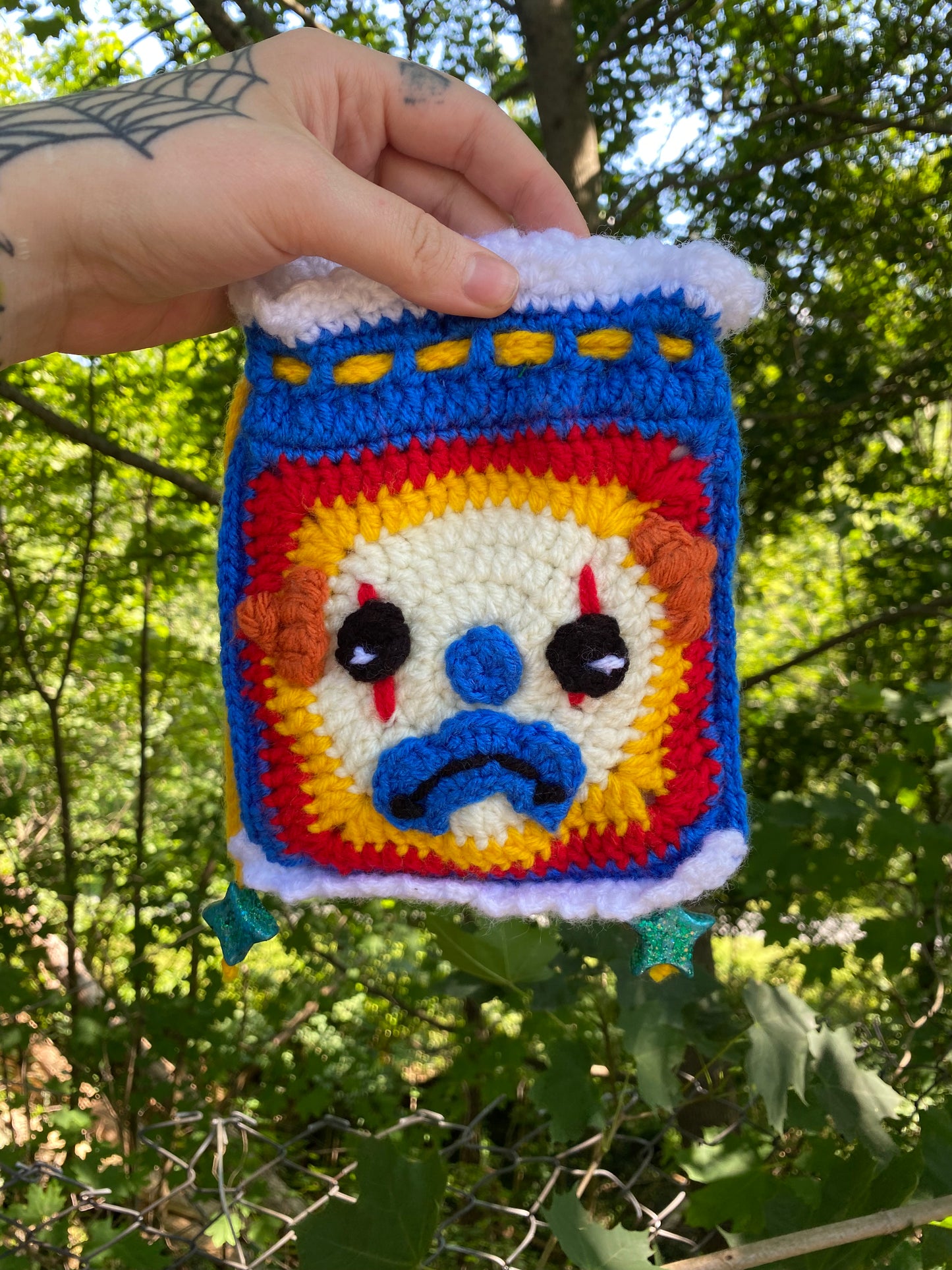 CROCHET CLOWN DRAW STRING POUCH