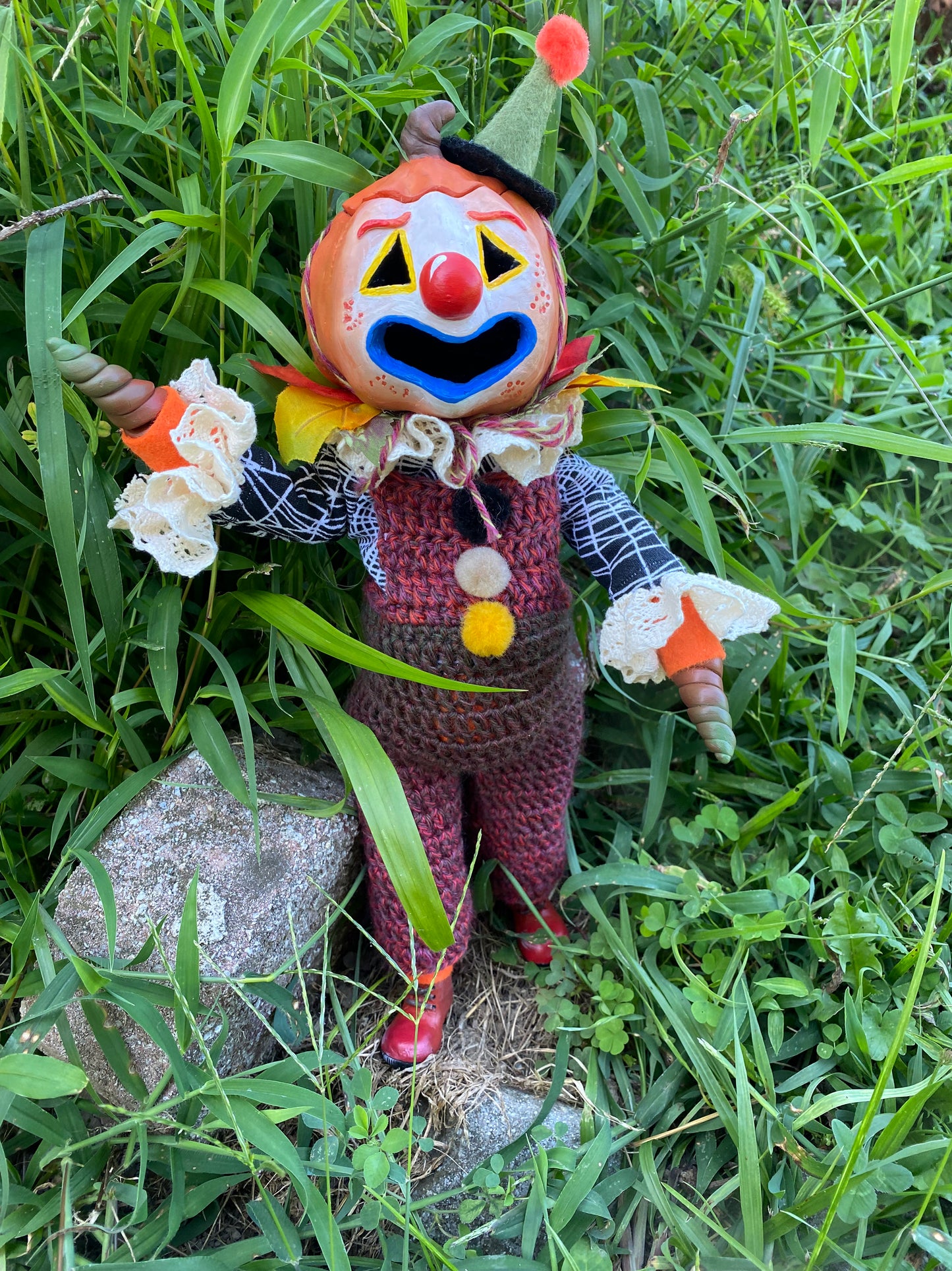 LIGHT UP JACK-O-LANTERN CLOWN -ART DOLL