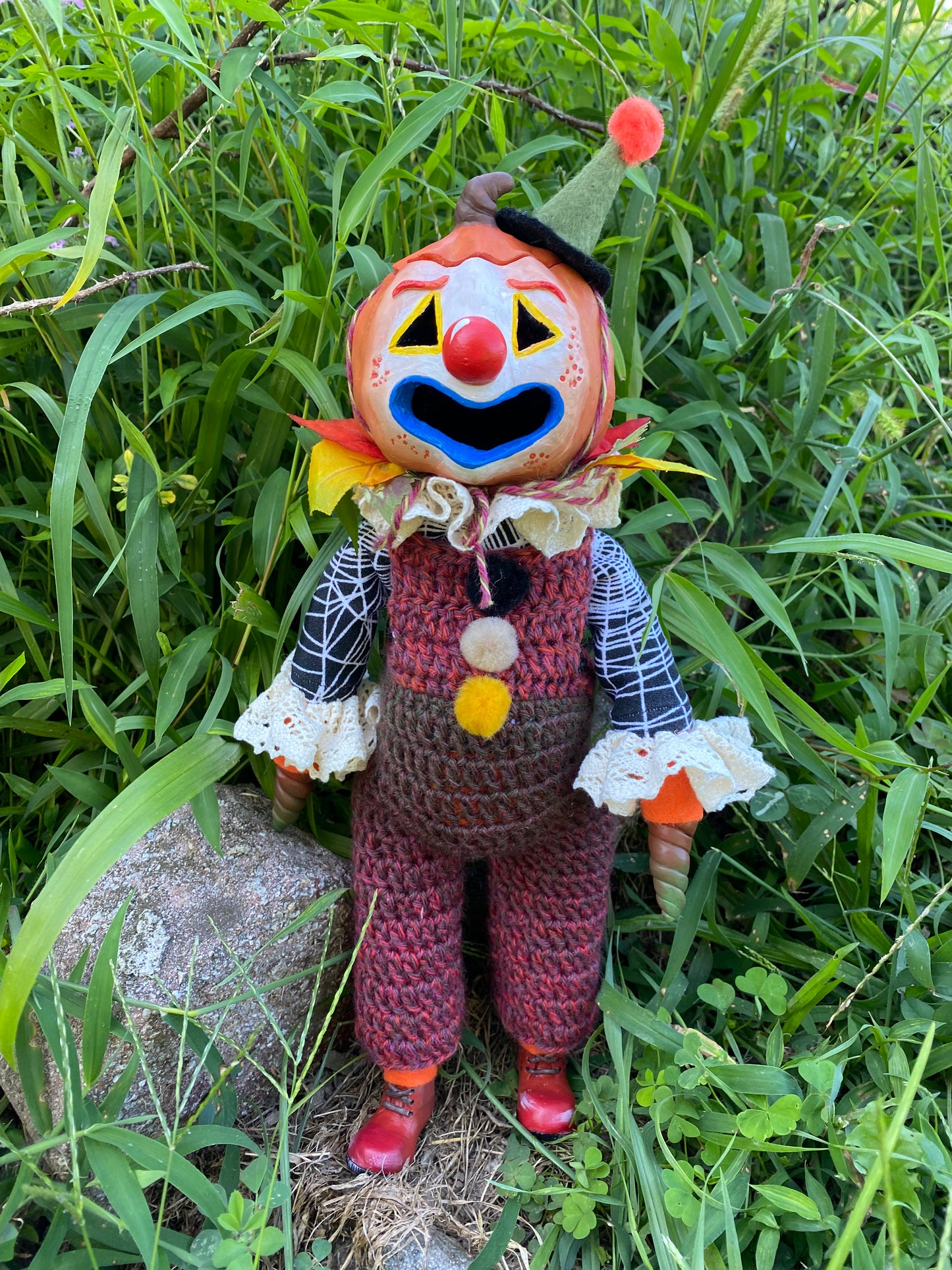 LIGHT UP JACK-O-LANTERN CLOWN -ART DOLL