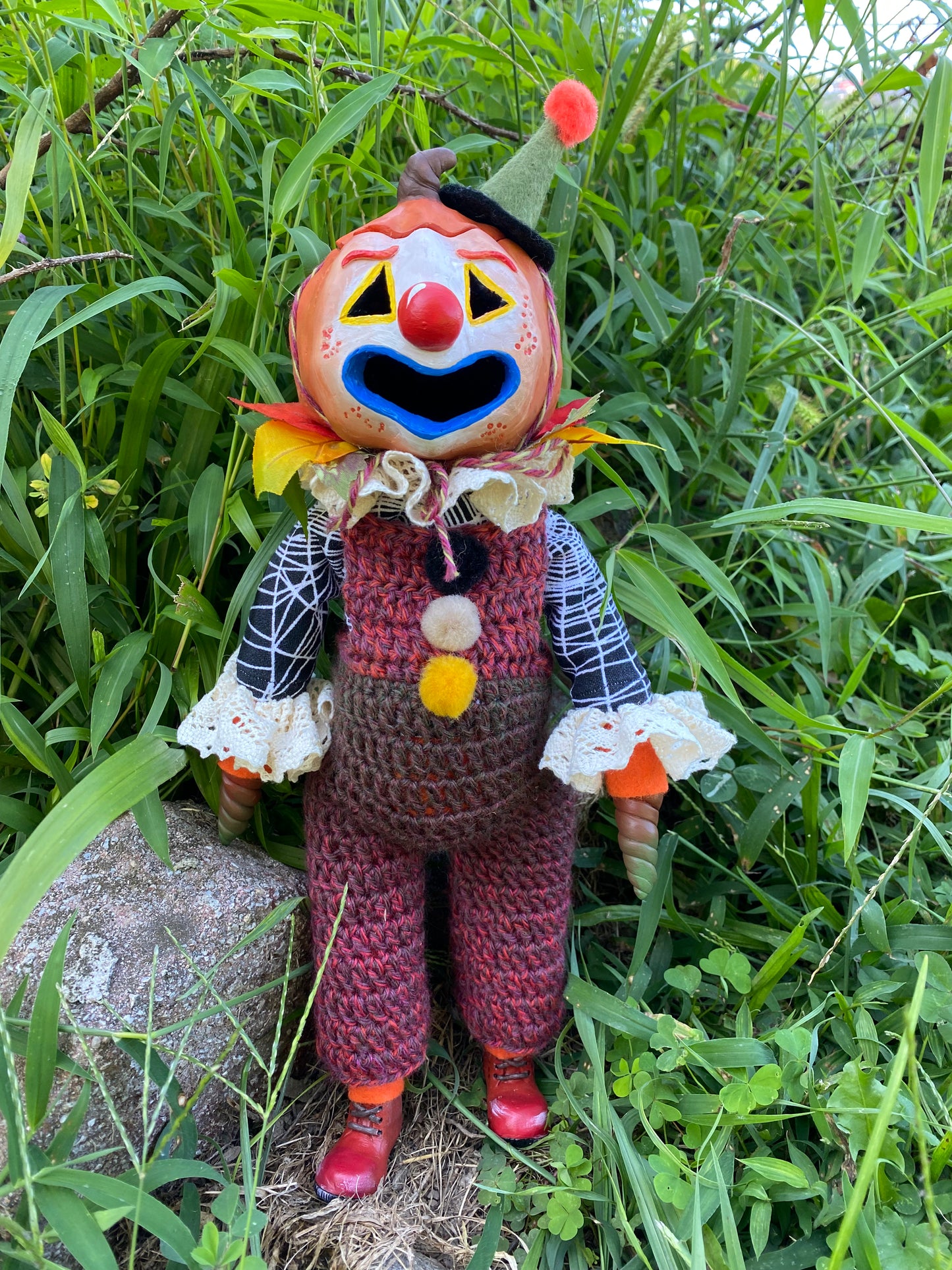 LIGHT UP JACK-O-LANTERN CLOWN -ART DOLL