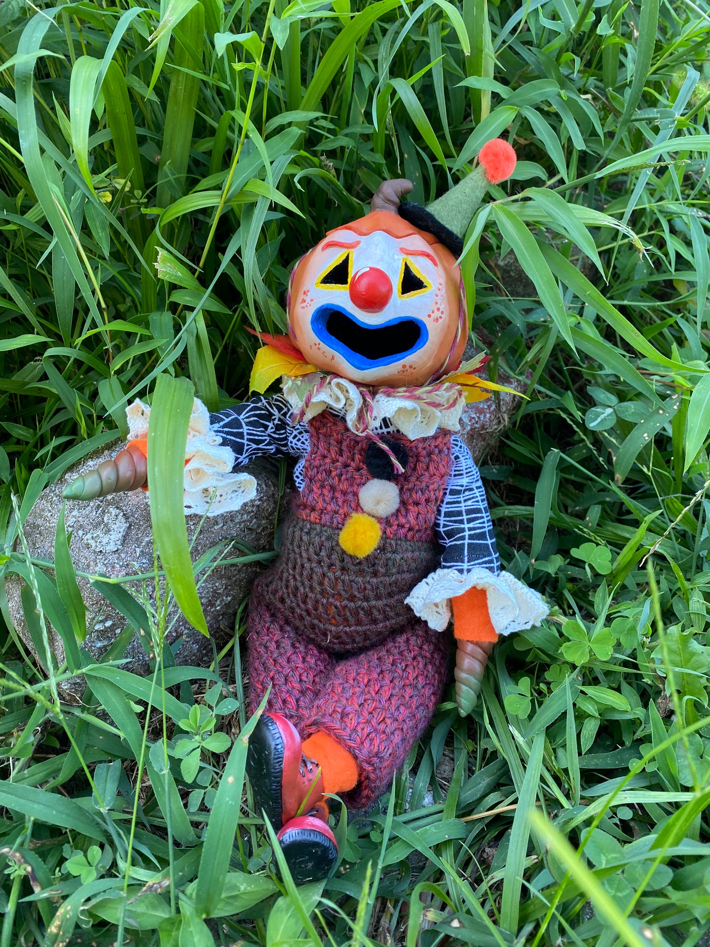 LIGHT UP JACK-O-LANTERN CLOWN -ART DOLL