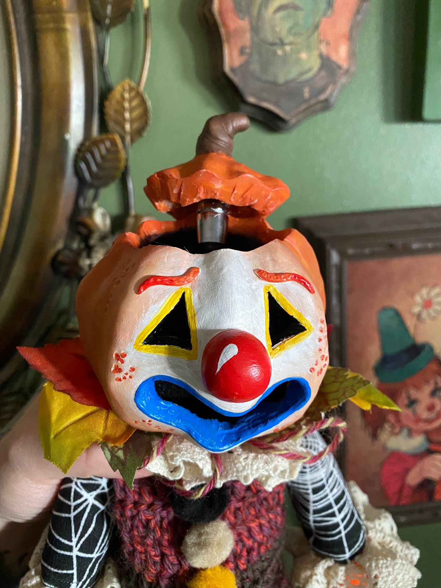 LIGHT UP JACK-O-LANTERN CLOWN -ART DOLL