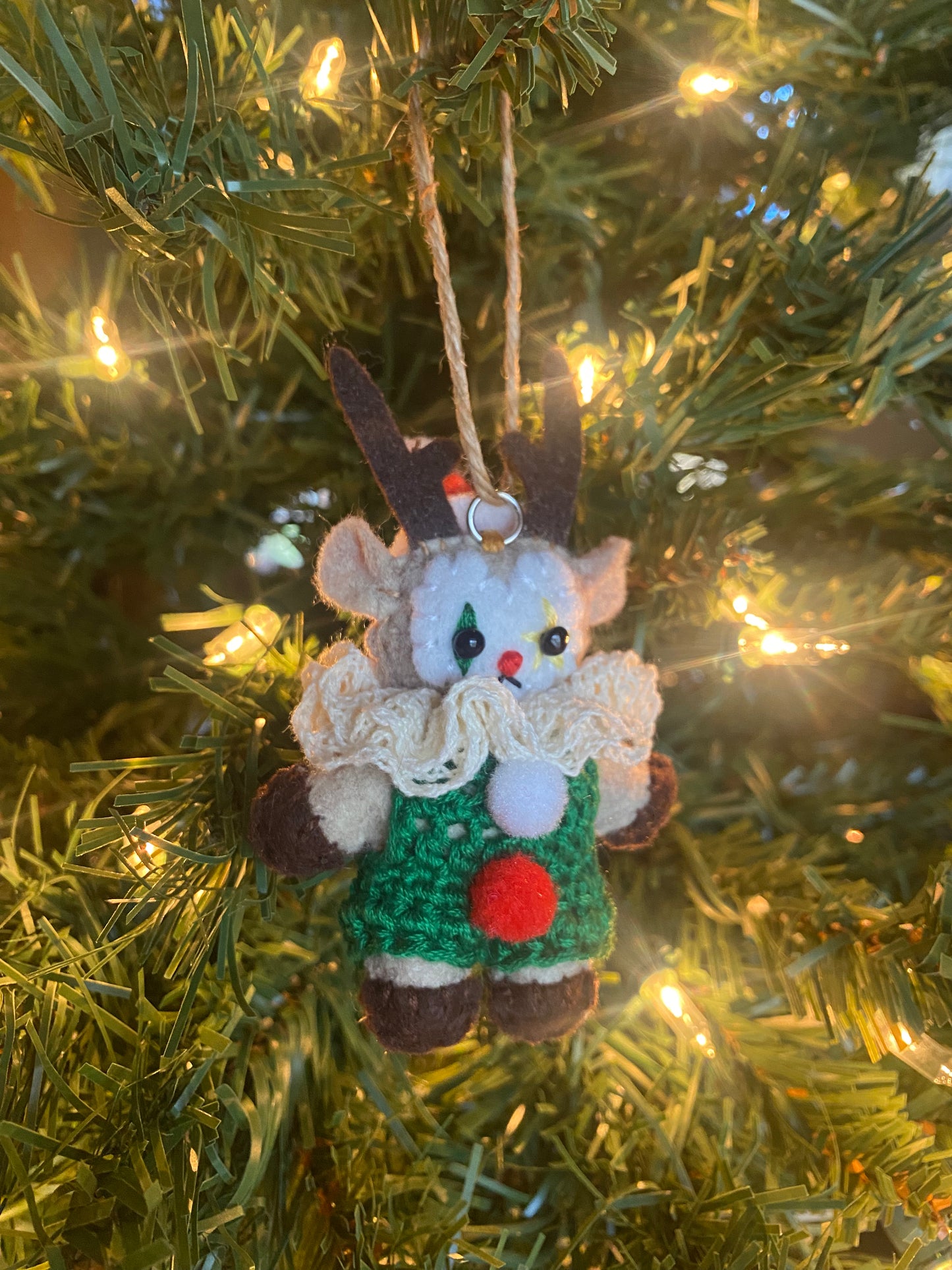 Reindeer clown ornament (lightbrown)