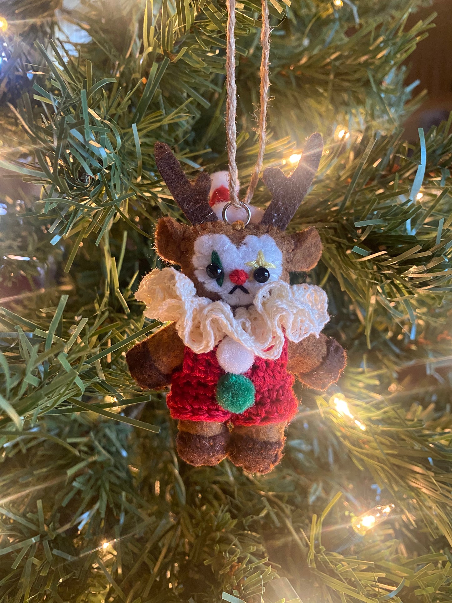 Reindeer clown ornament (dark brown)