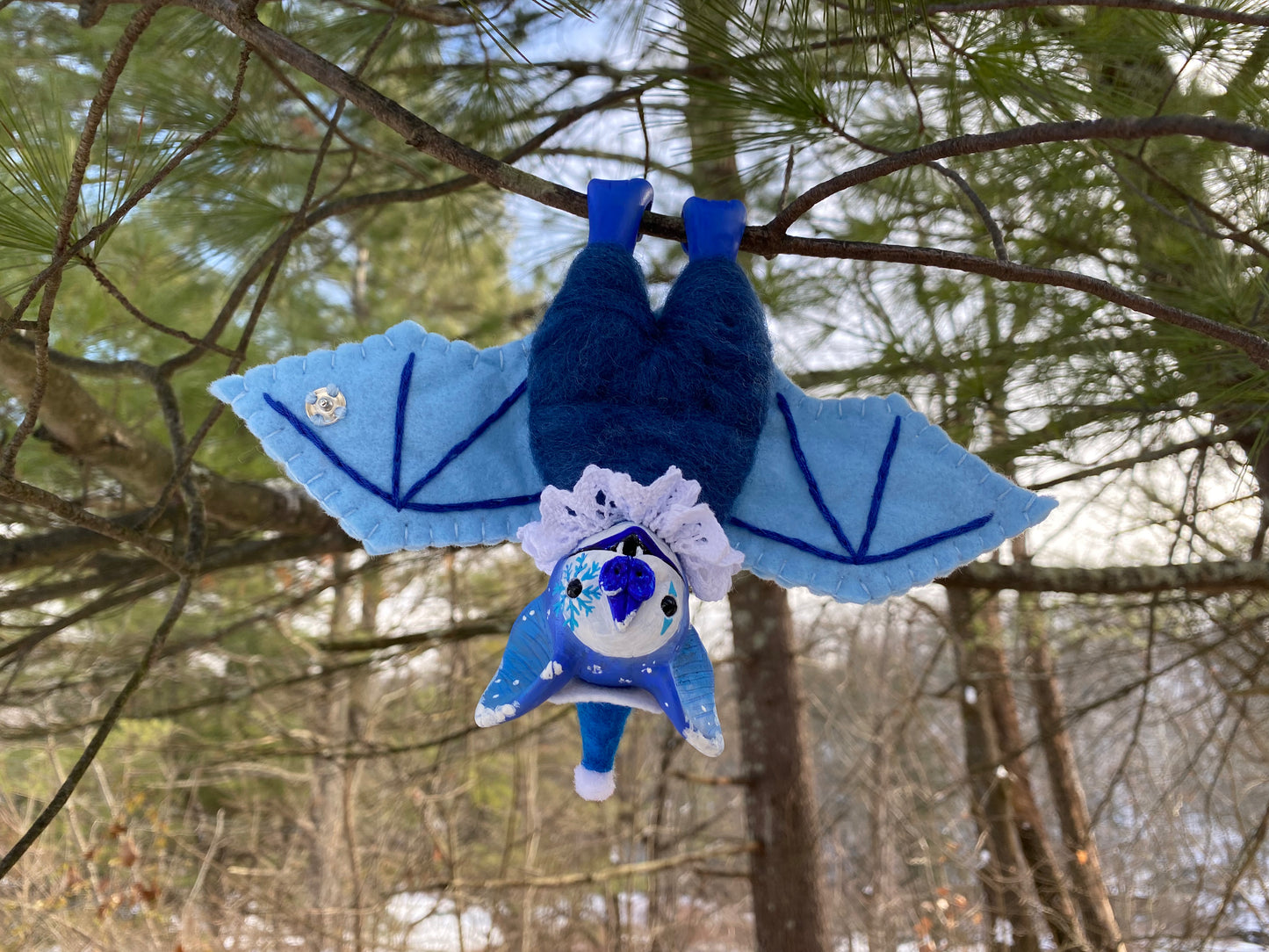 LARGE HANGING BAT (winter wonderland)