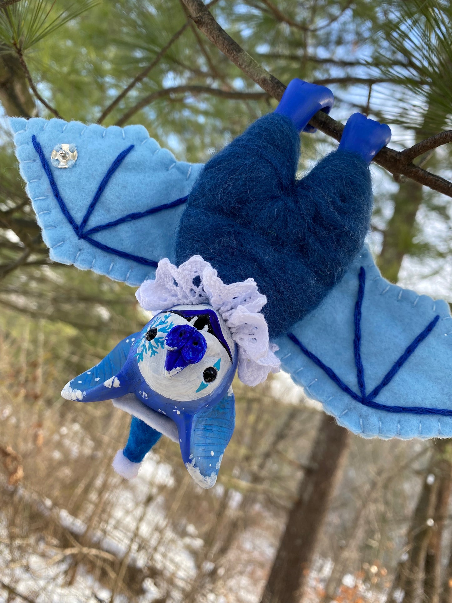 LARGE HANGING BAT (winter wonderland)